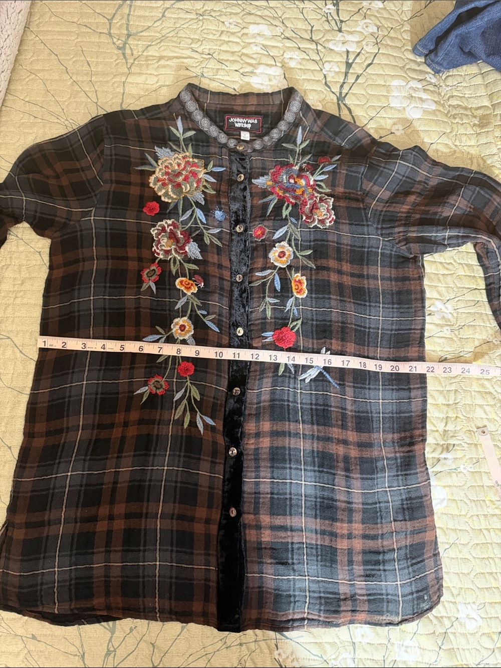 Johnny Was Krysha Velvet Placket Shirt - Picture 6 of 11
